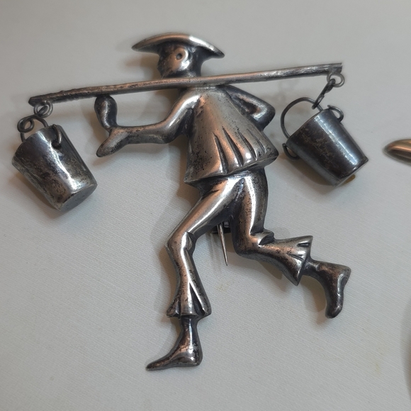 3 VINTAGE ANTIQUE, STERLING SILVER 925 BROOCHES THE HEART IS MARCASITE - Picture 8 of 9